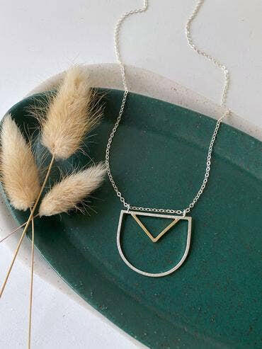 Small Contemporary Pendant- Mixed Metal.