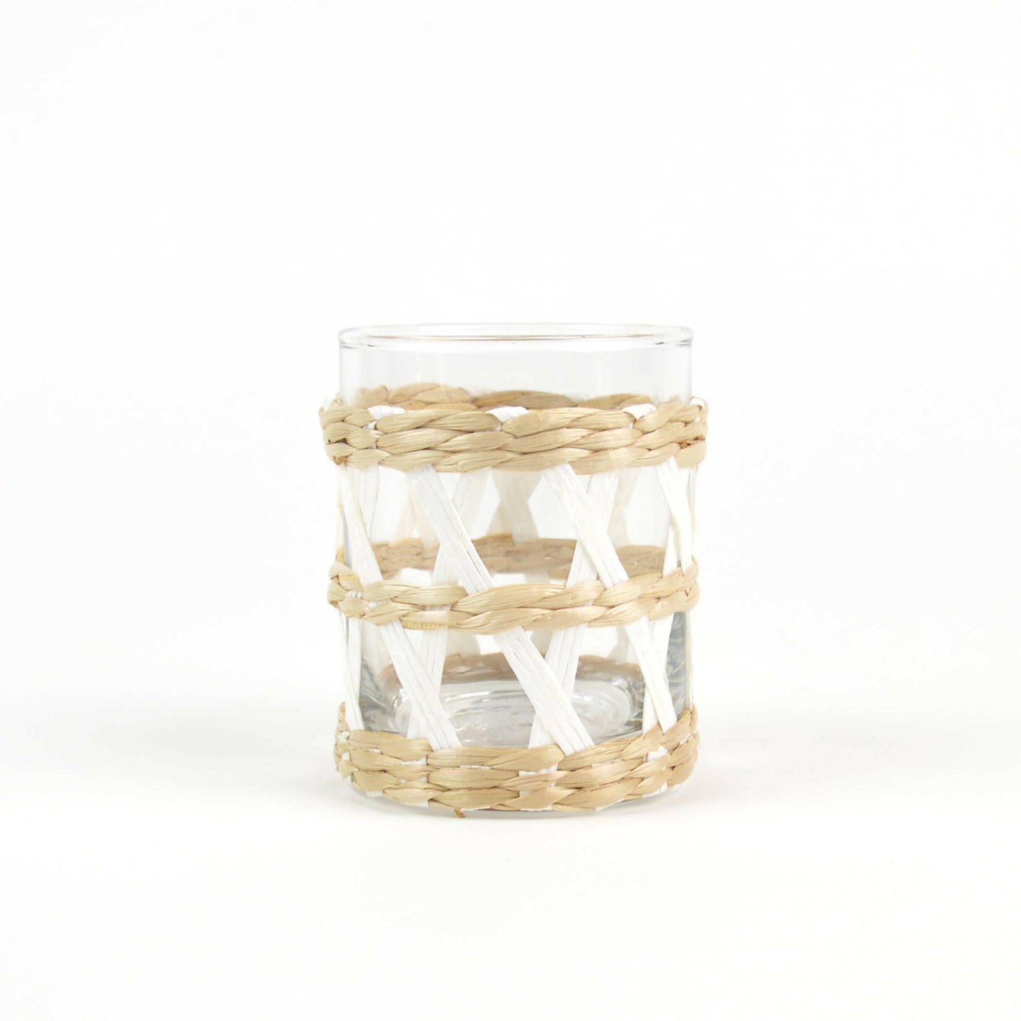 White Rattan Old Fashioned Glass.