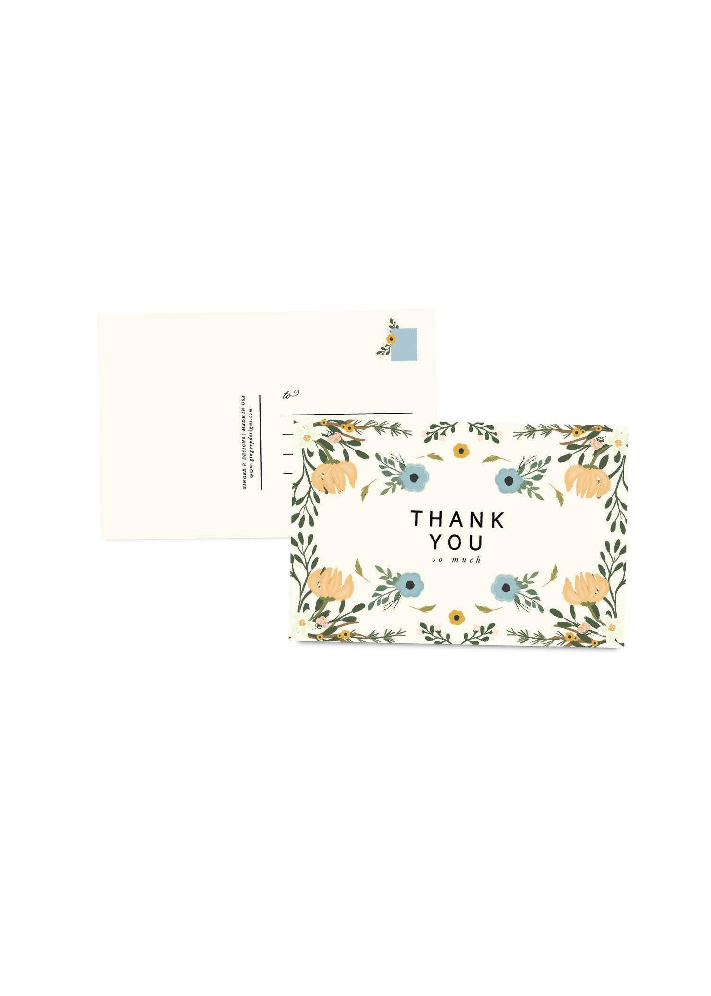 Harvest Floral Thank You Postcards.