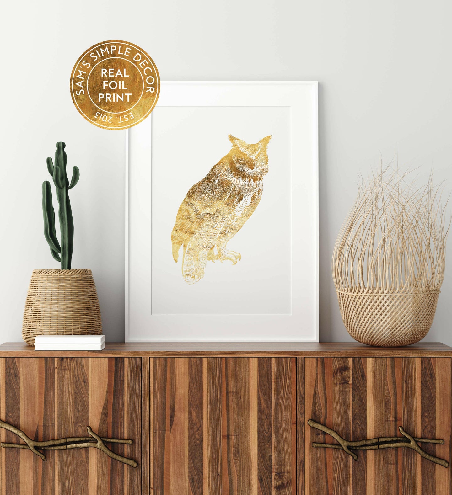 Owl Real Gold Foil Print.