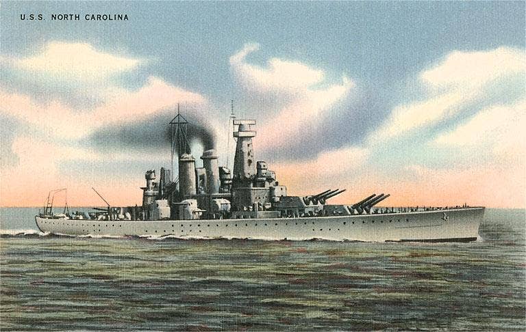 USS North Carolina - Vintage Image, Magnet
