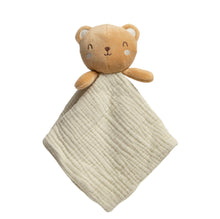 Load image into Gallery viewer, Bear Snuggle Blanket, Organic Cotton Muslin Lovey.
