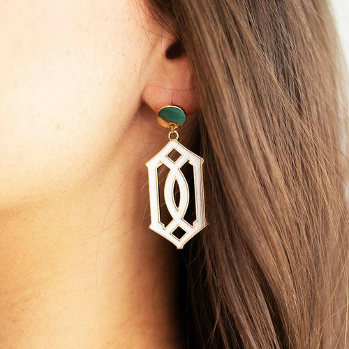 White Trellis Earrings.