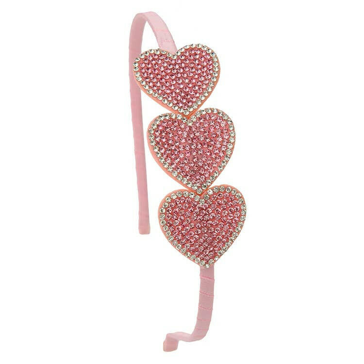 Pink Rhinestone Heart Headband.