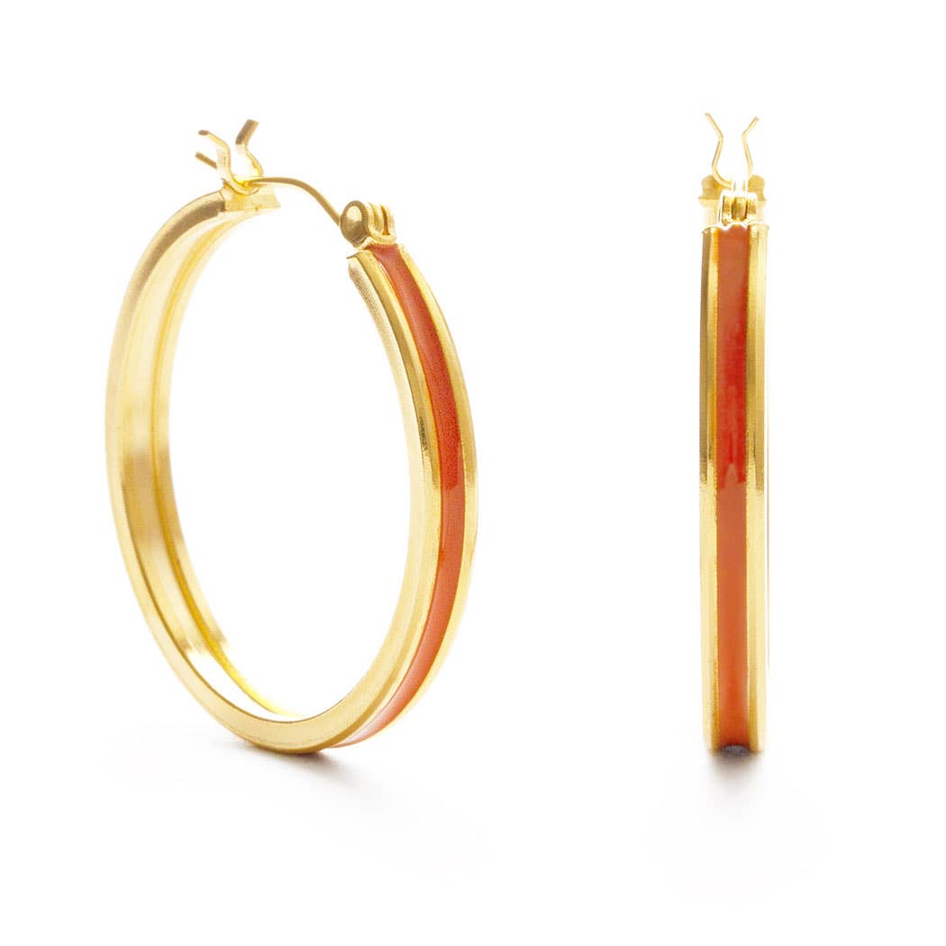 Gold Channel Hoop in Persimmon