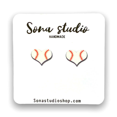 Baseball Heart Earrings.