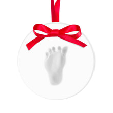 Load image into Gallery viewer, Round Baby&#39;s Print Holiday Ornament, White
