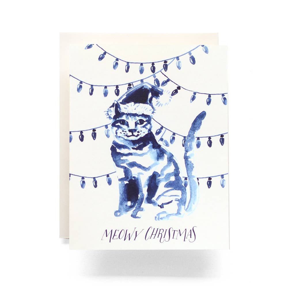 Indigo Meowy Christmas Greeting Card Box Set of 8