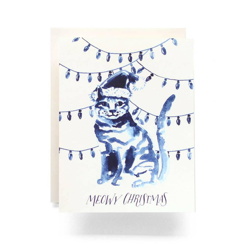 Indigo Meowy Christmas Greeting Card Box Set of 8.