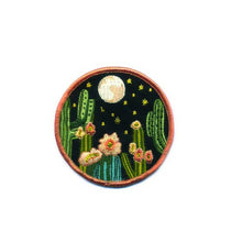 Load image into Gallery viewer, Night Cactus Embroidered Patch.
