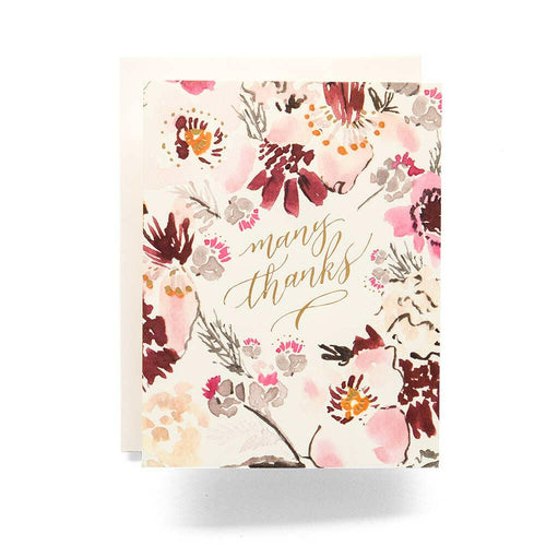 Floral Many Thanks Greeting Card.