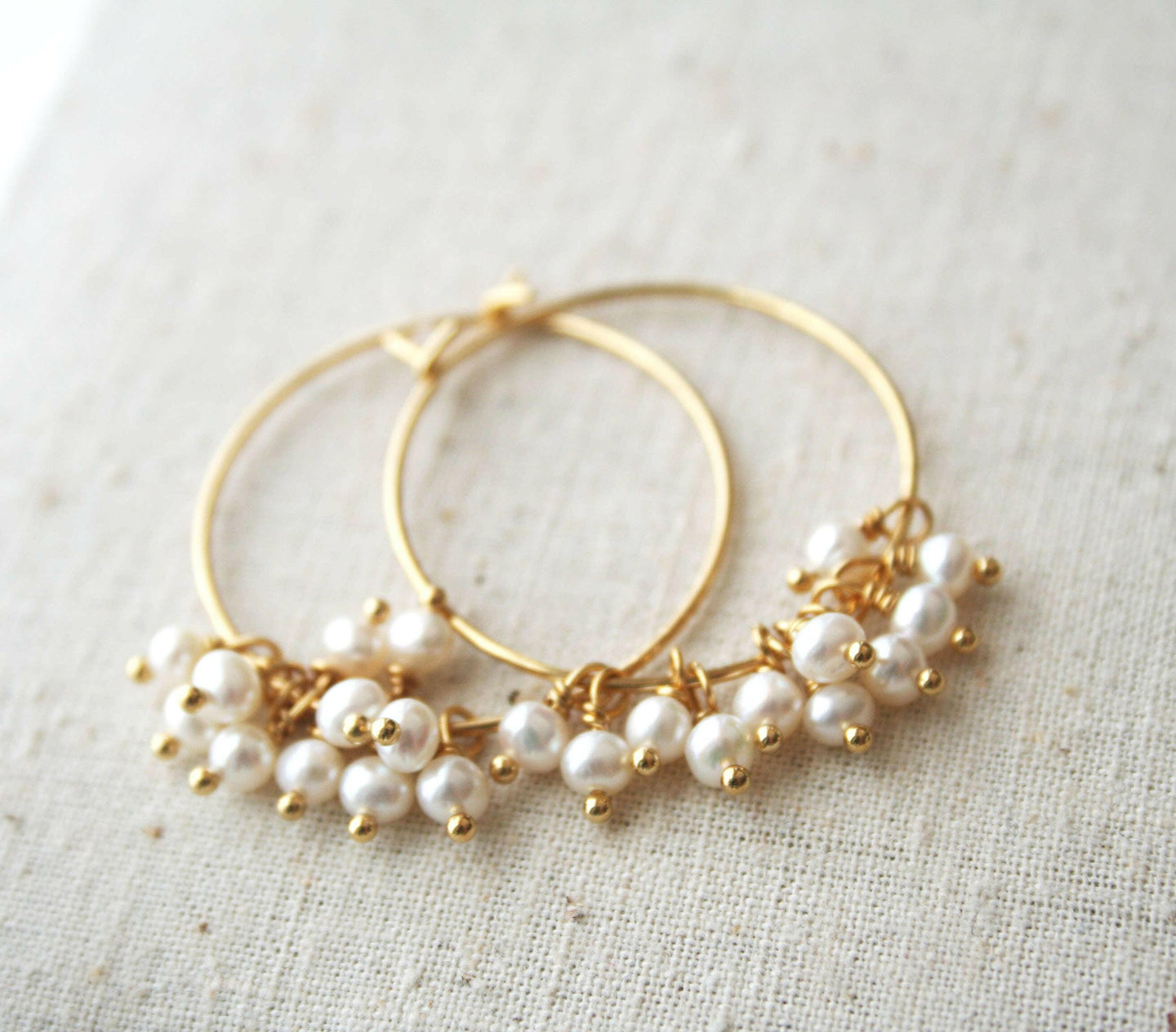 Pearl Hoop Earrings.