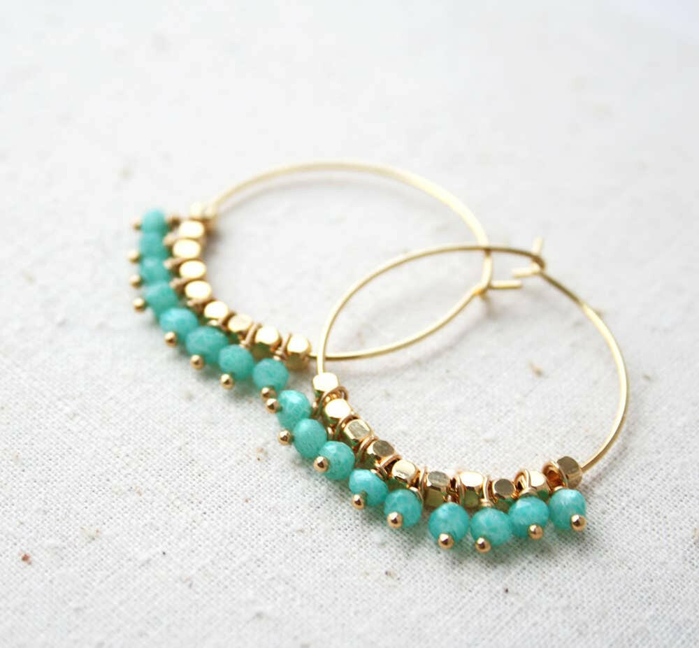 Amazonite Hoop Earrings.