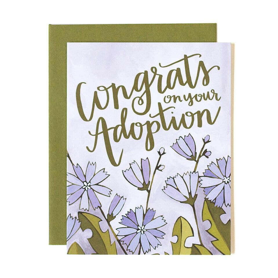 Congrats Adoption Floral Greeting Card Stationery.