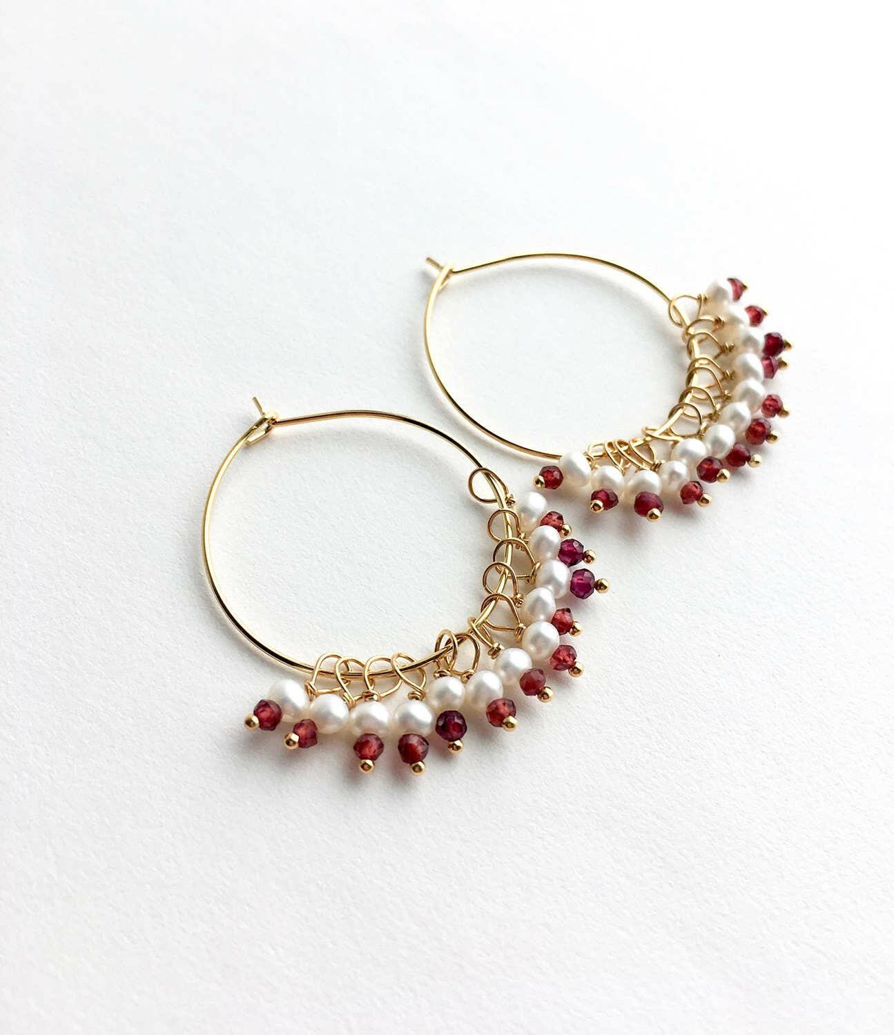 Garnet Hoop Earrings.