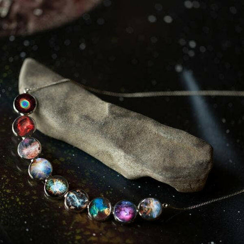 Curved Nebula Rainbow Necklace.