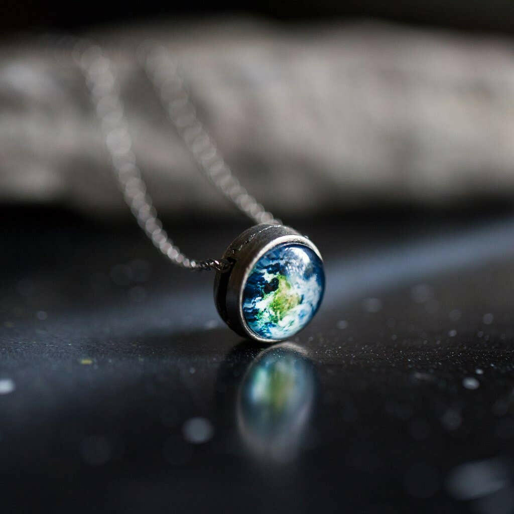 Earth Slider Pendant - Antique Silver.