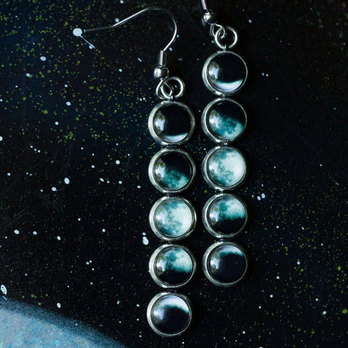 Moon Phase Vertical Earrings.