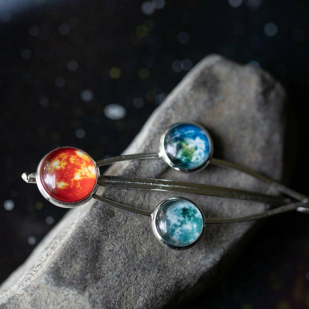 Sun Earth and Moon Hair Clip.