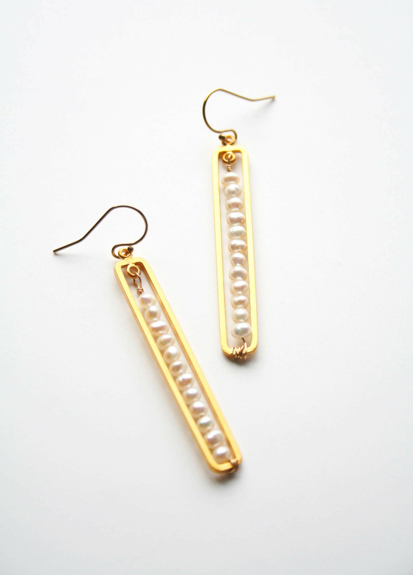 Pearl Bar Earrings.