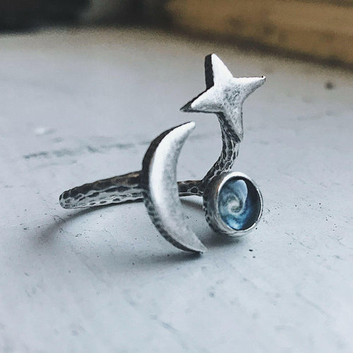 Galaxy Orbit Star and Moon Ring.