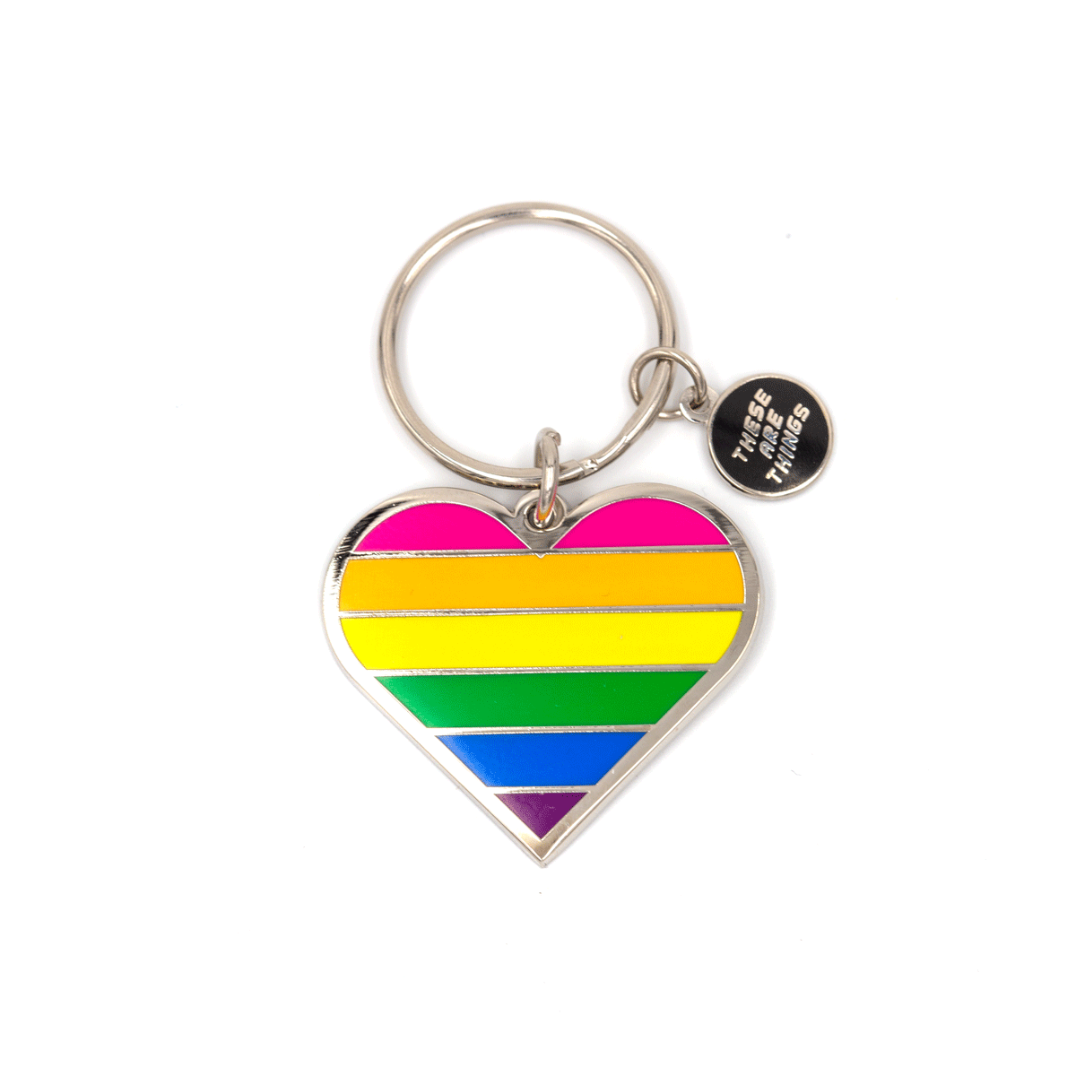 Pride Heart Enamel Keychain.