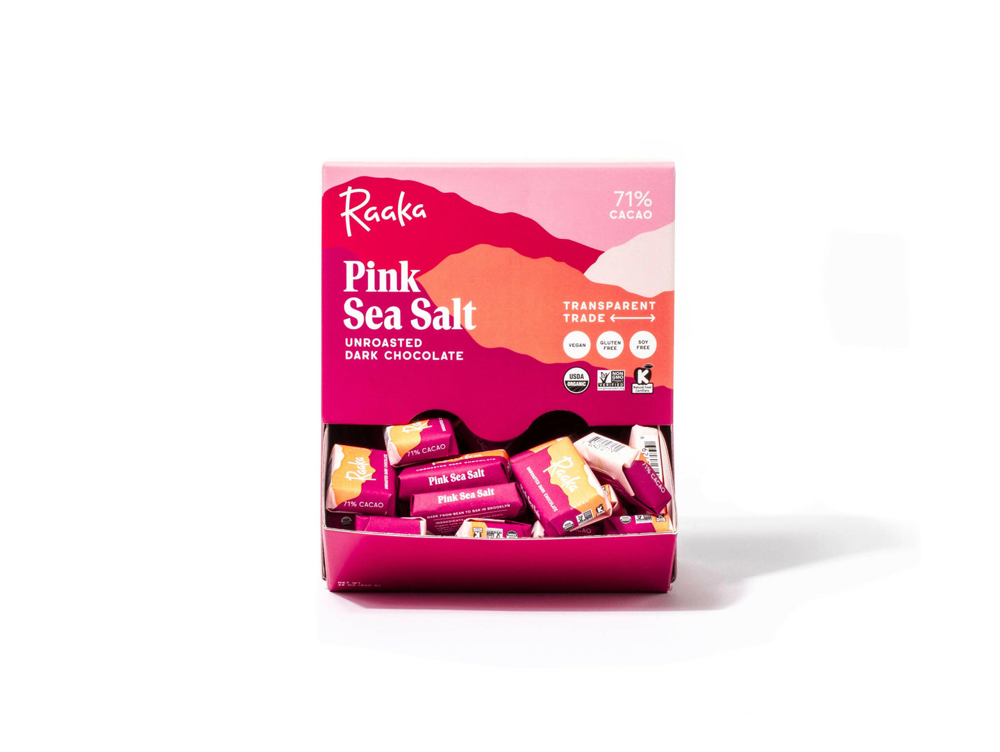 71% Pink Sea Salt Mini Chocolate Bars.