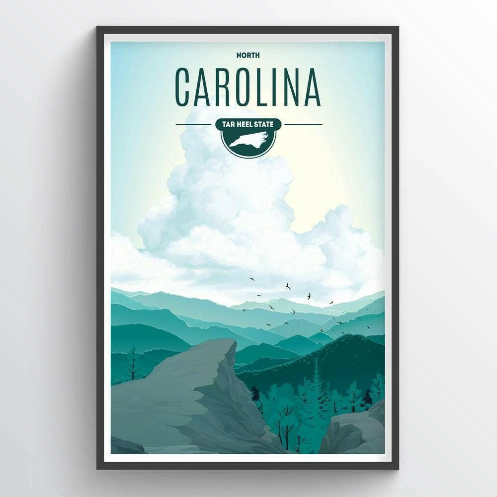 North Carolina State Illustration Print.