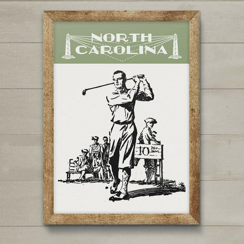 11'' x 14'' Vintage North Carolina Golfer Print.