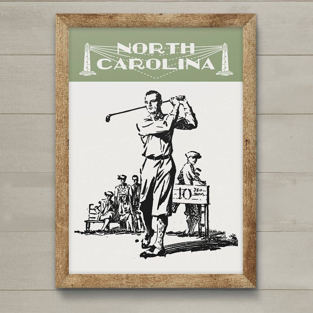 11'' x 14'' Vintage North Carolina Golfer Print