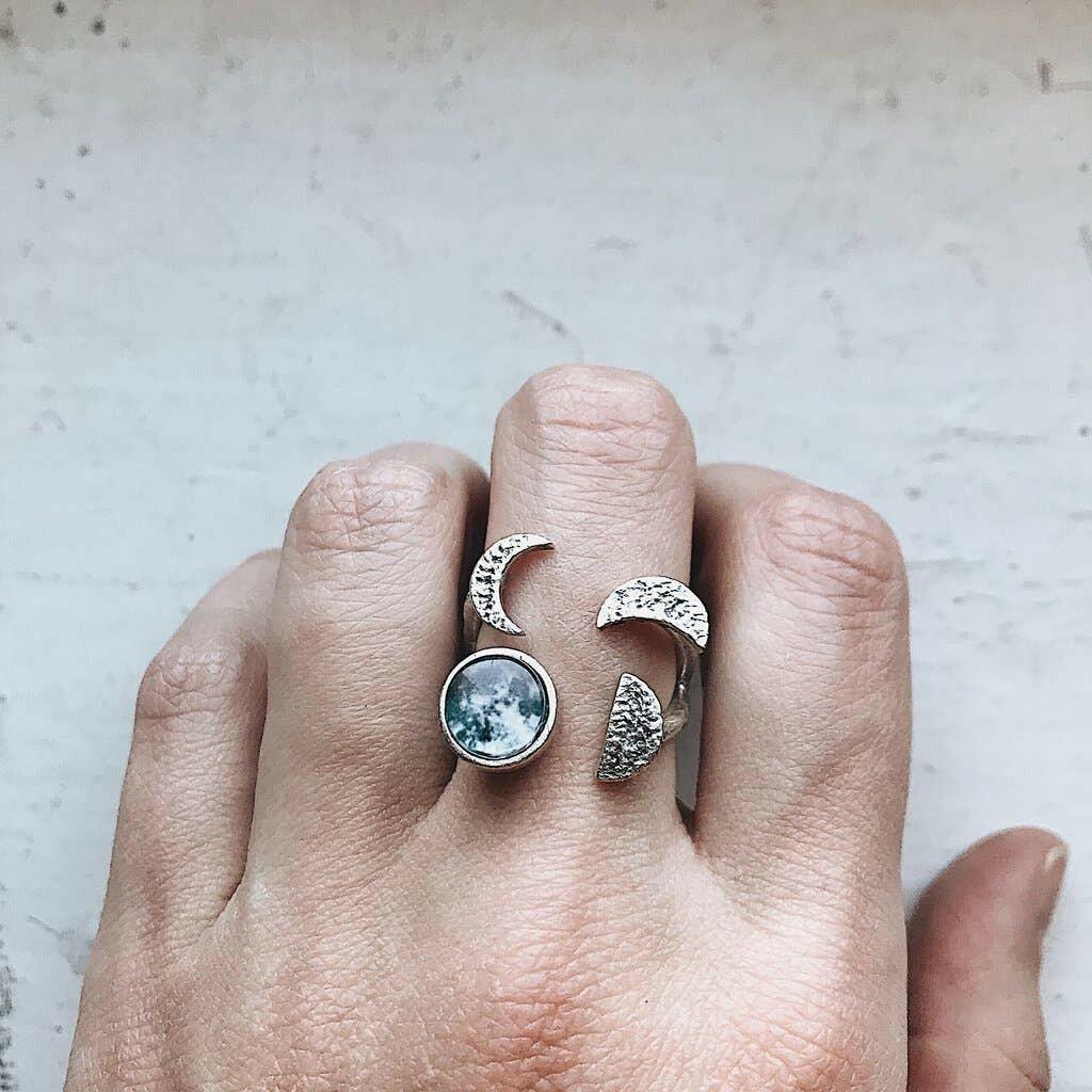 Phases of the Moon Sculptural Ring.