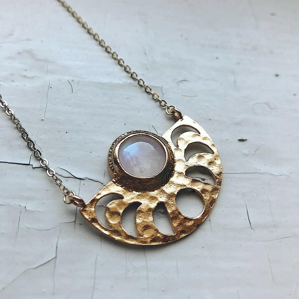 Moon Goddess Necklace with Rainbow Moonstone