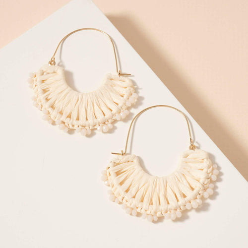 Raffia Fringe Dangle Earrings.