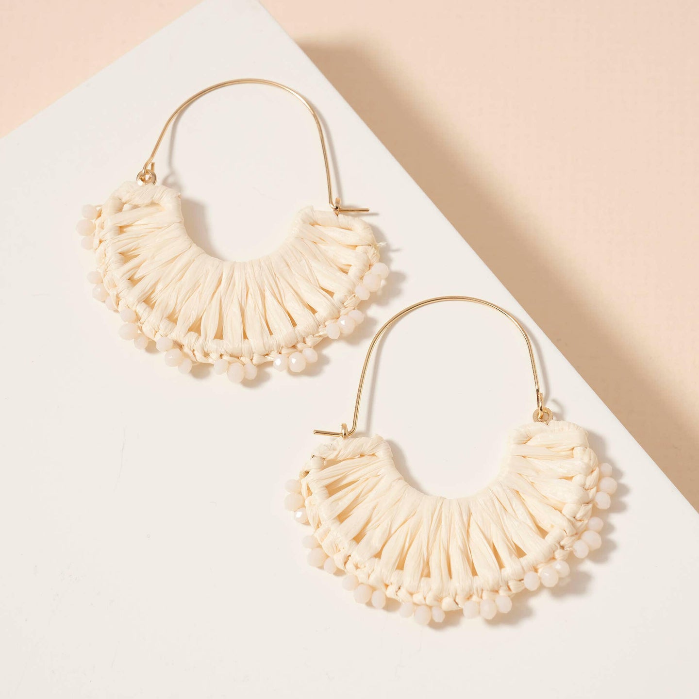 Raffia Fringe Dangle Earrings.