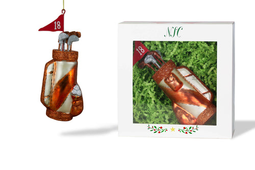 Golf Club Bag Glass Ornament.