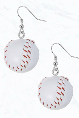 Leather Baseball Gold Dipped Dangle Earrings.