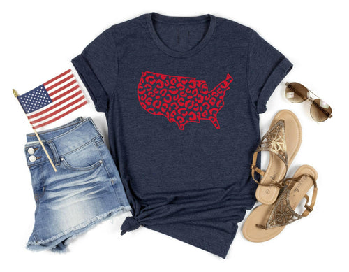 LEOPARD USA PATRIOTIC GRAPHIC TEE.