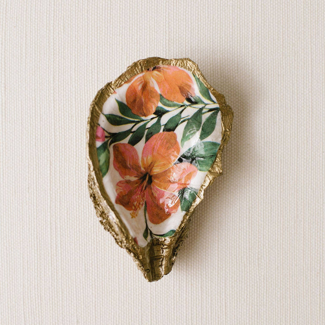 Tropical Decoupage Oyster Ring Dish