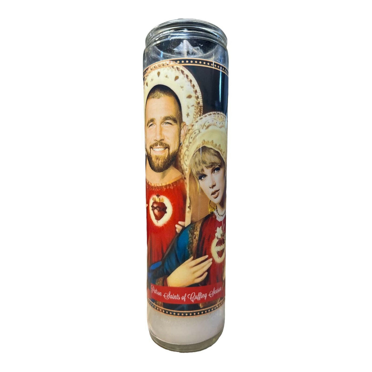 Taylor Swift & Travis Kelce Devotional Prayer Saint Candle.