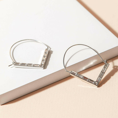 Rhinestone Chevron Hoop Earrings.