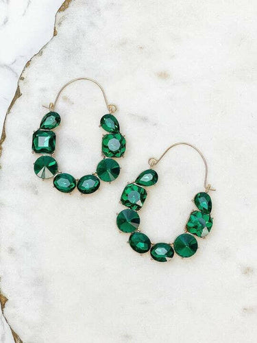 Gem Statement Earrings - Emerald.