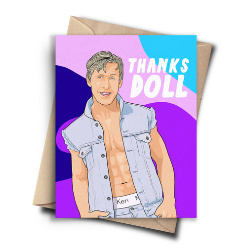 Barbie Ryan Gosling Funny Thank You Card - Pop Culture Card.