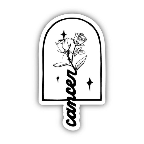 Cancer White Rose Zodiac Sticker.