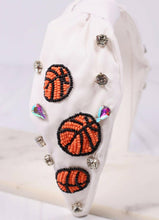 Load image into Gallery viewer, Basketball Beaded Headband WHITE.
