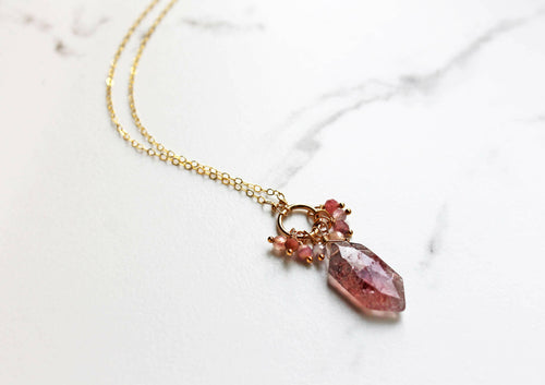 Strawberry Quartz Point Necklace.