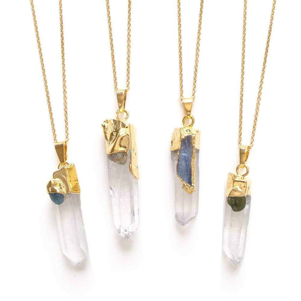 Quartz Points with Gemstones Necklace.