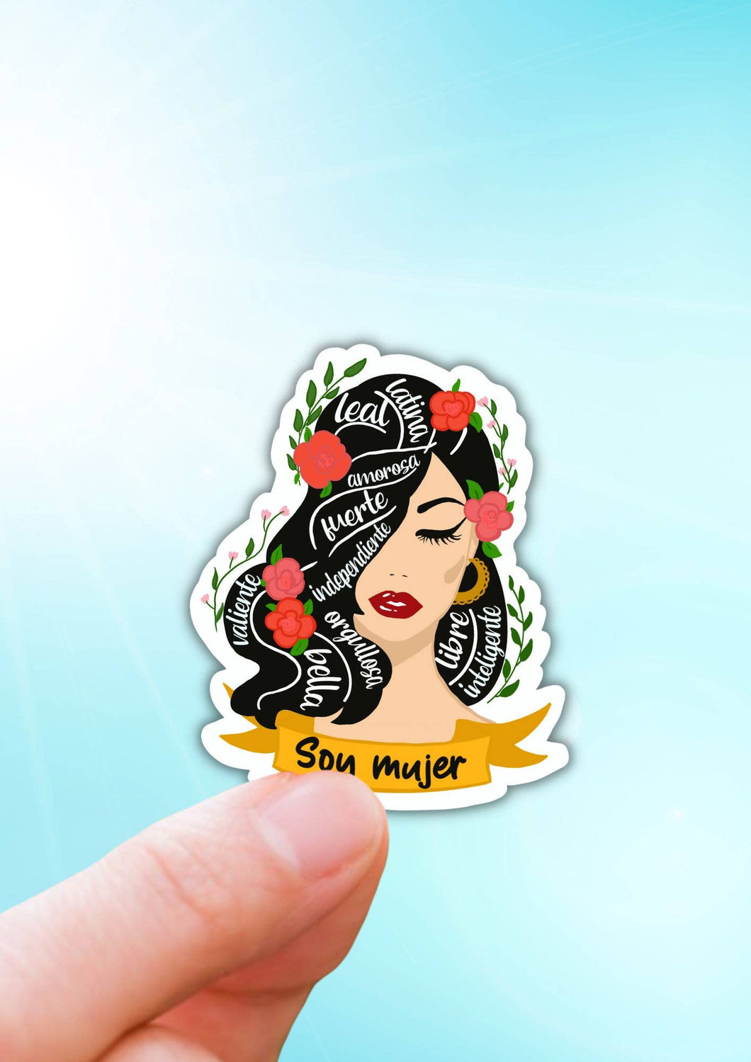Soy mujer water resistant sticker/woman stickers