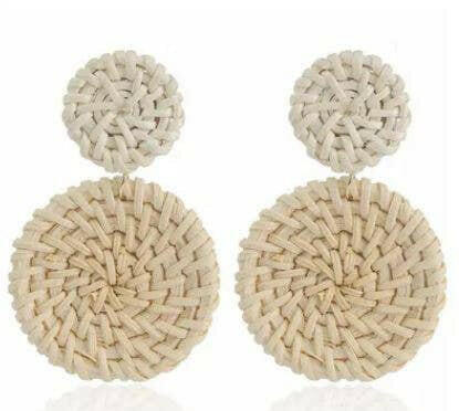 Rattan Round Dangle Earrings.