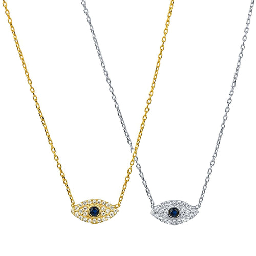 CZ Diamond Evil Eye Necklace.