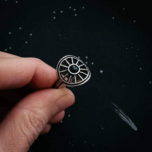 Midnight Sun Ring with Black Opal.